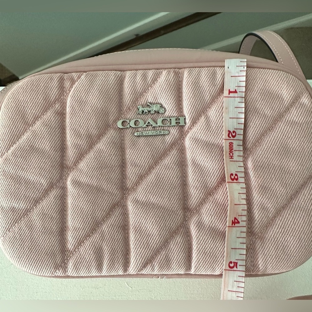 Coach Quilted Denim Crossbody and Matching Card Case in Pale Pink - Picture 4 of 7